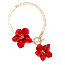 Bracelet de cheville élégant à fleurs 3D, chaßne OT-Rouge