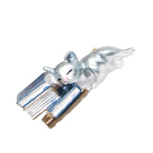 Fashion Sleepy Cats Brooch Fun Animal Pin Unique Alloy-Silver