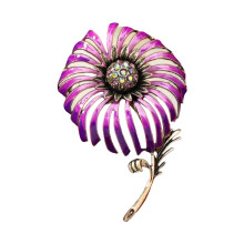 Handgemaakte bloemenbroche Vintage paardebloemen Design-Paars