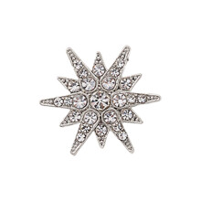Elegant Hexagram Alloy Brooch For Men-Silver white diamond