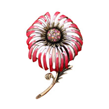 Datumloze bloemenbroche Vintage paardenbloemenmotieven-Rood