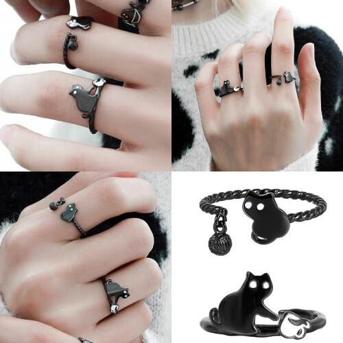 Open Design Kitty Ring Copper Allergy resistant Lightweight-B 2
