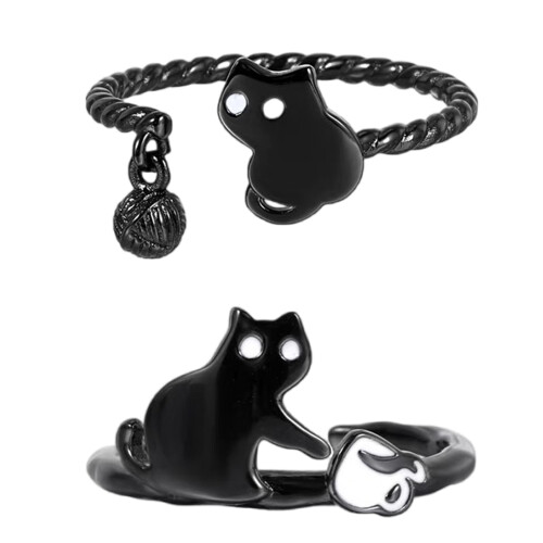 Open Design Kitty Ring Copper Allergy resistant Lightweight-B 1