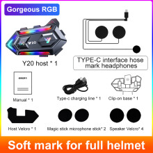Auricolare da casco per moto BT5.3, impermeabile IPX6, batteria da 25 ore con luci