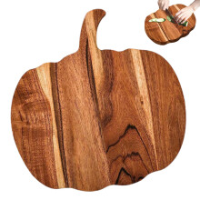 Halloween Cutting Board Pumpkin Shaped Wooden Cheese Platter for Meat Vegetables Festive Kitchen Decor