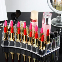 19-Schlitz-Acryl-Lippenstift-Organizer, Make-up-Baumwolltäbchen, kosmetischer Schreibtisch-Aufbewahrungsbehälter, Fachvitrine