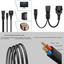 IEC320 C14 uros-C7-naaraskaapeli ja saksalainen 4,8 mm liitinadapterin muunninkaapeli