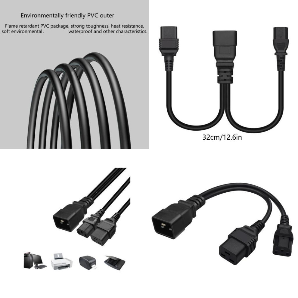Power Adapter Cable 16A C20 To 16A 10A Splitter Iec320c20 To C19 C13 Charging 6935161516678