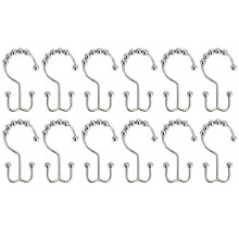 Smooth Glide Shower Curtain Rings, Multipurpose Bathroom Shower Hooks, Suitable for Shower Curtain and Lining, Set of 12
