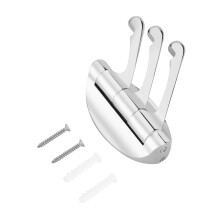 Crochet pivotant pliable, patère à trois bras pour salle de bain et cuisine, crochet mural gain de place en métal robuste, finition nickel brossé