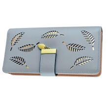 Large Capacity Wallet for Women, Spacious Interior Bifold Clutch with Hollow Leaf Pattern, Zipper Closure Leather Card Holder, Elegant Design Premium