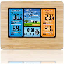 Outdoor Sensor for Wireless Weather Station, Temperature Thermometer Humidity Monitor Hygrometer Digital Alarm Clock with Weather Forecast Moon Phase