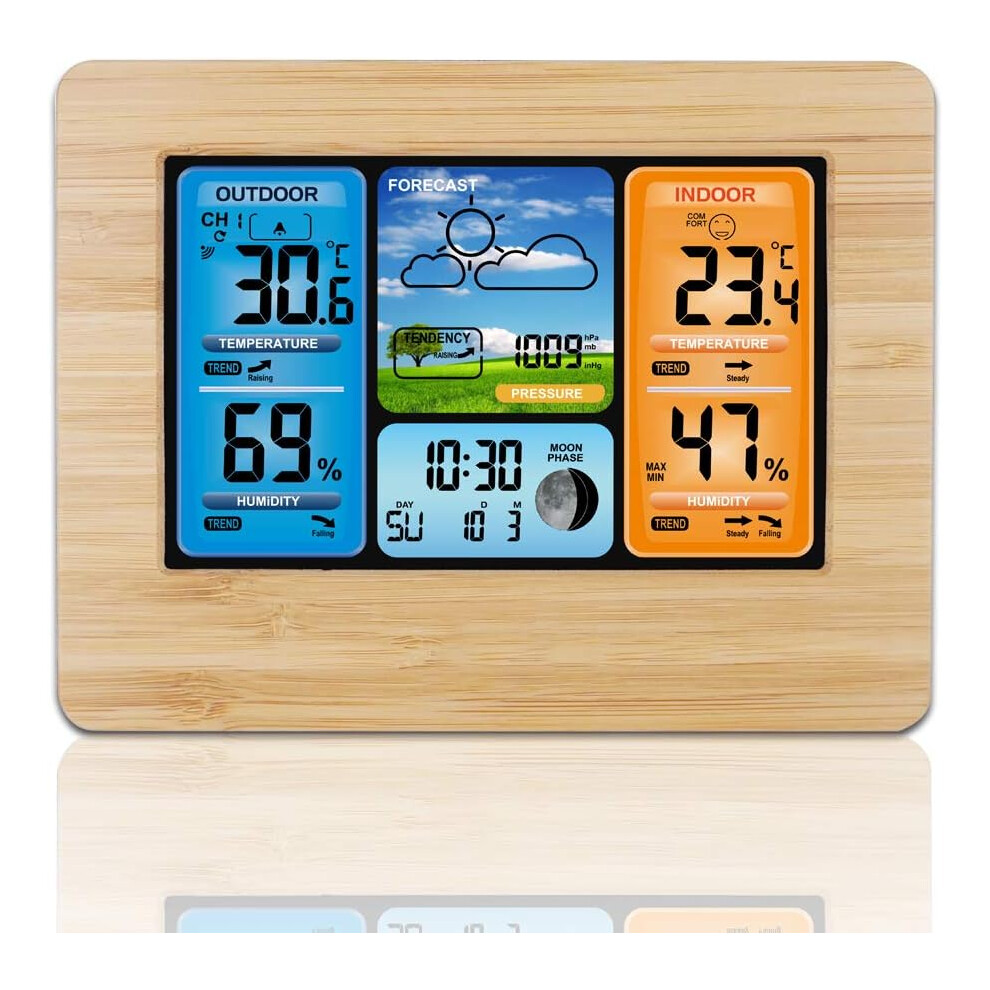 Outdoor Sensor For Wireless Weather Station, Temperature Thermometer Humidity Monitor Hygrometer Digital Alarm Clock With Weather Forecast Moon Phase 9775230148761