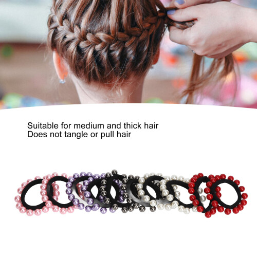 10 Stück Elastische Künstliche Perlen Haarbänder für Damen, ABS-Material 2