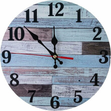 Wooden Clock with Artistic Finish, Battery Operated Wall Clock Featuring Silent Non Ticking Movement, Vintage Coastal Design with Arabic Numerals, Rus