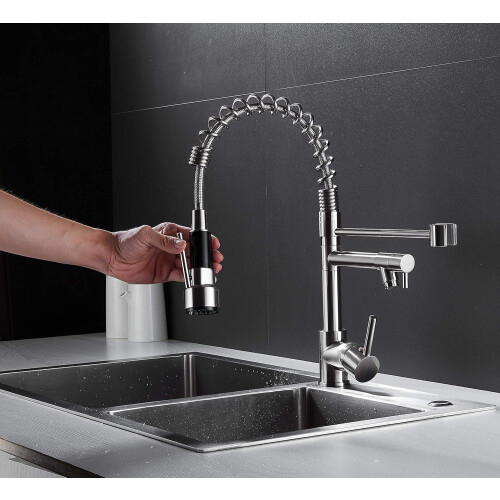 Spring Neck Faucet with Single Handle Control, Industrial Grade Brass for Robust Performance in Any Setting 1