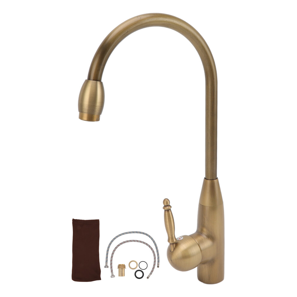 Kitchen Faucet Antique Brass, Solid Brass Construction Scratch And Corrosion Proof Surface Treatment For Home And Business Use, Comes With Standard 9004841903811