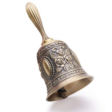 Ergonomic Handle Call Bell, Solid Brass Construction with Clear Loud Sound, Vintage Style Metal Dinner Bell for Service Bell and Attention Bell Uses,