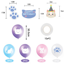 Topo de bolo de aniversário com tema de gato para festa de aniversário de animais de estimação, decoração adorável com adesivos realistas de