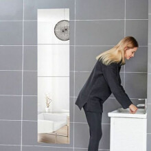 Shatterproof Mirror for Interior Decoration, Self Adhesive Mirror High Definition Image Easy to Install Smooth Edges Frameless Glass Mirror Tiles DIY