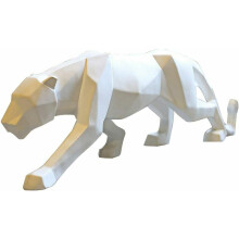 Abstract Leopard Statues, Hand-Carved Resin Animal Statue, Gold Metal Finish Nordic Style Wildlife Figurine, Modern Home Decoration Ornaments