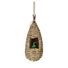 Natural Grass Bird Hut For Outdoor Hanging, Hand Woven Birdhouses Decorative Nature Grass Nester With Ventilation Design Suitable For Hummingbirds