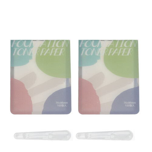 2er Set Flüssig-Foundation-Palettenpapier mit Mischstäbchen, Einweg-Make-up-Farbblätter 1