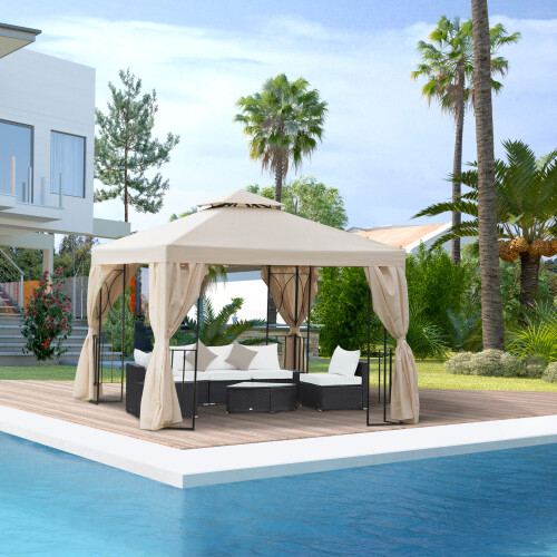 Outsunny 3 x 3m Garden Metal Gazebo Sun Shade Shelter Outdoor Party Tent