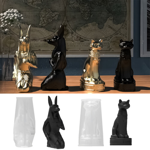 Moule à bougie en Silicone facile à-Statue de chat égyptien 2