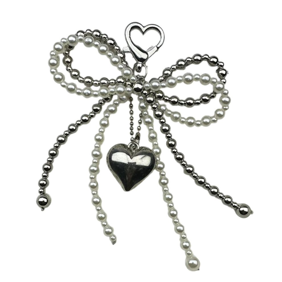 Chic Pearls Bowknot Accent Keychain Pendant For-Love Version 7732000635137
