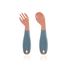 Ergonomic, Bpa-Free Curved |k & Spoon Set | Baby Self-Feeding 6+ Months, Rose