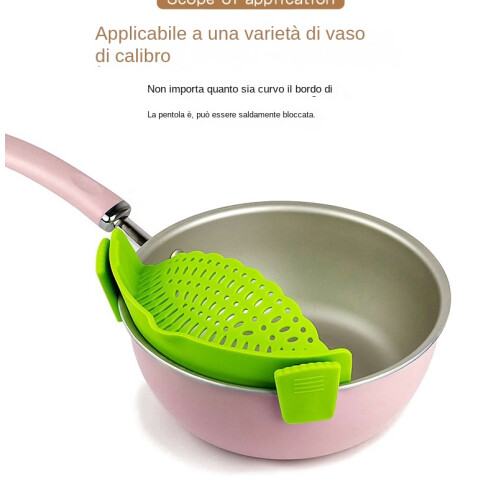 (Verde) Deflettore antispruzzo per scolapiatti in Silicone con Clip da cucina 1