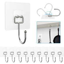 Crochets muraux adhésifs faciles à installer, crochets robustes en acier inoxydable pour un gain de place, adhésif puissant supportant jusqu'à 10