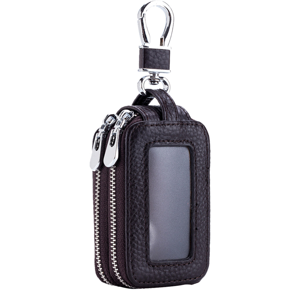 Smart Key Fob Cover, Stylish Appearance Genuine Leather Key Fob Holder With Metal Hook And Keyring, Practical Design Universal Key Fob Case With Trans 9148971195736