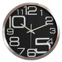 Modern Wall Clock 12-Inch Diameter, Easy to Read Silent Wall Clocks with Battery Operated Quartz Movement, Non Ticking Rust-Resistant Timepiece for Ki