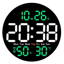 Dual Alarm Clock Digital Wall Clock, Large LED Display with Countdown Timer for Kitchen Office Bedroom, Modern Wall Clock with Temperature Humidity In