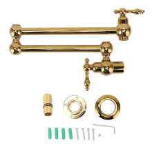Wall Mounted Kitchen Faucet Solid Brass Pot Filler With Foldable Double Jointed Arm Matte Black Surface Corrosion Resistant High Quality Copper Design