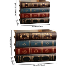 Vintage Book Box, Exquisite Appearance Decorative Storage With Secret Compartment For Small Items, Vintage Style Wooden Box Set With Classic