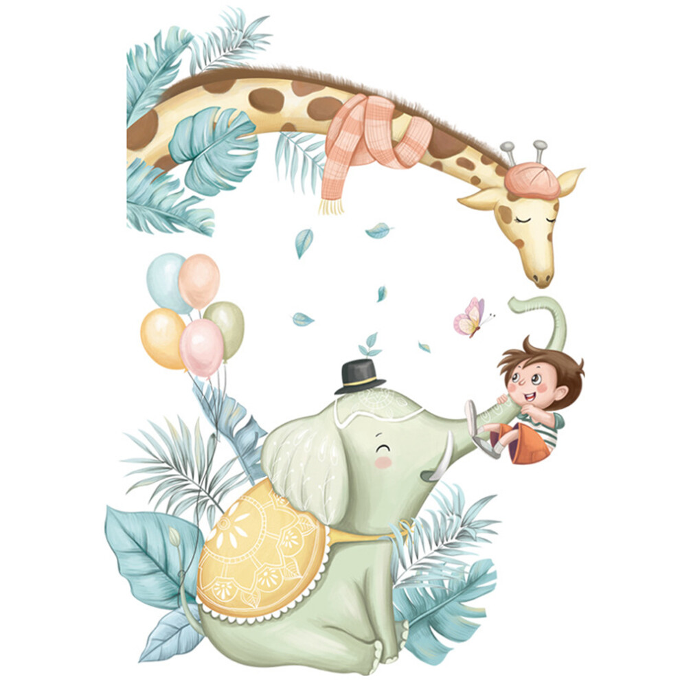 Safari Animals Peel And Stick Jungle Animal Wall Stickers, Easy To Apply And Remove With No Damage, Eco-Friendly Vinyl For Safe And Non-Toxic Decor