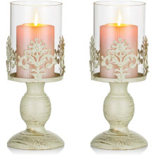 Decorative Candle Stand, Gothic Vintage Antique Candle Holder With Removable Glass Hurricane For Table Centerpiece, Elegant Atmosphere In Retro