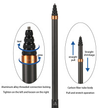 3M Carbon Fiber Invisible Extended Edition Selfie Stick Verstellbare Verlängerungsstange für die Insta360 Panoramakamera Actionkamera