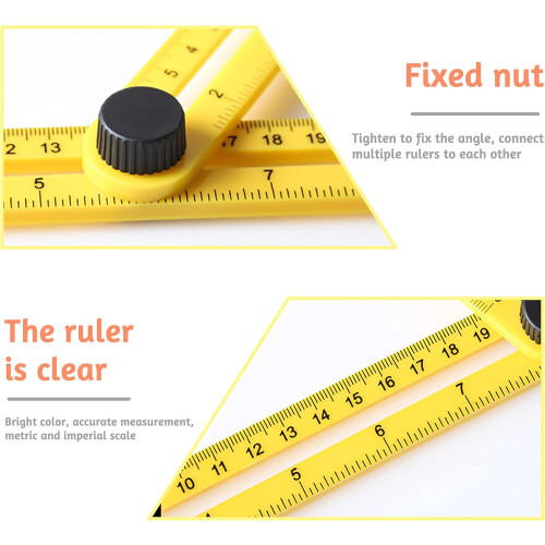 Precision Angle Template, Multi Angle Measuring Ruler for Woodworking, Crafting, Construction, Flooring & Tile Cutting, Durable Plastic Construction, 2