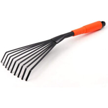 Heavy Duty Rake, Portable Small Garden Rake With Flexible Flat Tines And Anti-Rust Coating, Ideal For Gardening And Landscaping