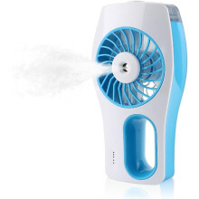 Přenosný ventilátor s mlhou, skládací a na baterie, dobíjecí se 3 rychlostmi pro cestování, turistiku a outdoorová dobrodružství