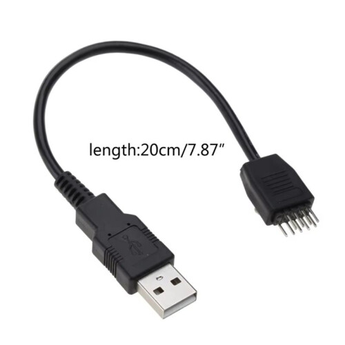 Cable USB de 9 Pines A USB, Conector USB 2.0 Tipo A Macho A Conector Macho de 9 Pines para Placa Base. 1