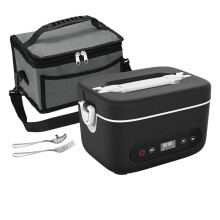 Scatola Portapranzo Elettrica Senza Fili - Scaldavivande Portatile Ricaricabile da 12000 MAh con Riscaldamento su 5 Lati, per Ufficio, Esterno, Nero