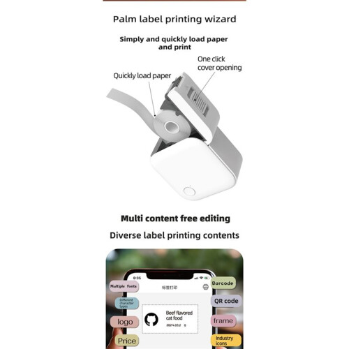 Thermal Portable Label Printer  Pocket Printer Mobile Wireless Self-Adhesive Sticker Label Maker for Android / IOS 2