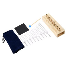 Set di 9 Diapason 174-963 Hz per Guarigione, Meditazione e Terapia In Argento