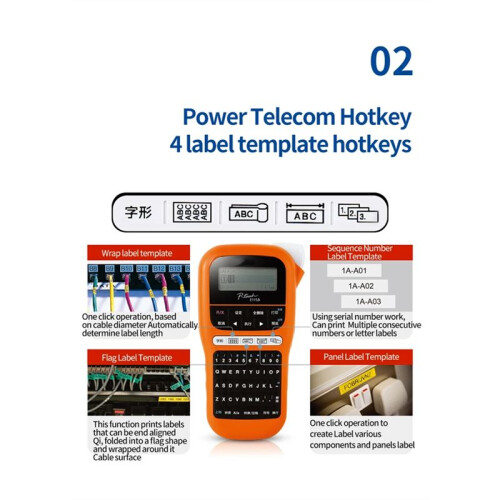 Label Machine PT-E115B Label Printer, Self-Adhesive, Portable, Handheld Cable Network Wiring, Marking Machine 2