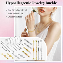 22Pcs Magnetic Jewelry Clasps and Necklace Extenders Gold Silver, Multiple Sizes and Styles Chain Extenders